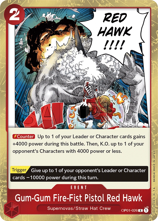 Carta Gum-Gum Fire-Fist Pistol Red Hawk (OP01-026)