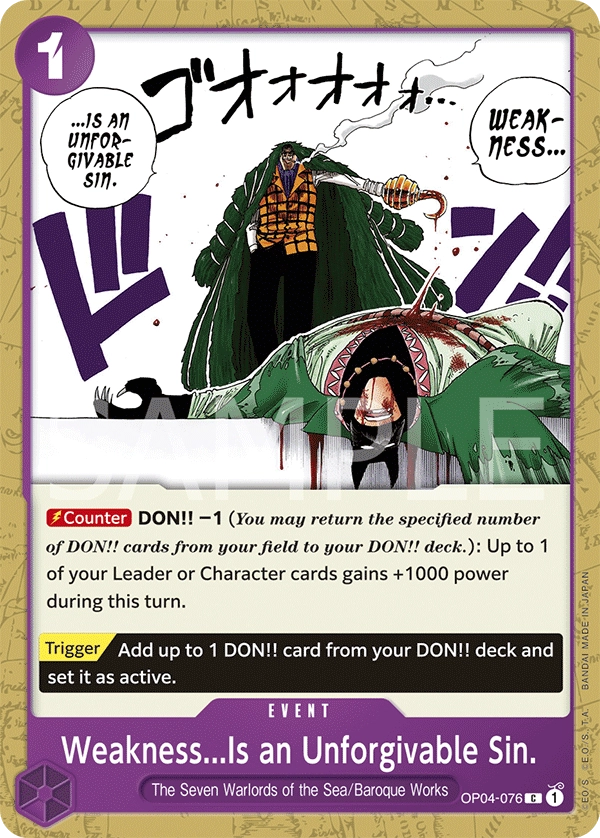 Carta Weakness...Is an Unforgivable Sin. (OP04-076)