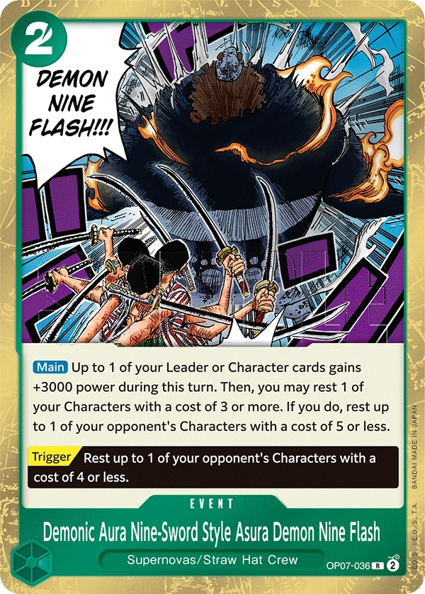 Carta Demonic Aura Nine-Sword Style Asura Demon Nine Flash (OP07-036)