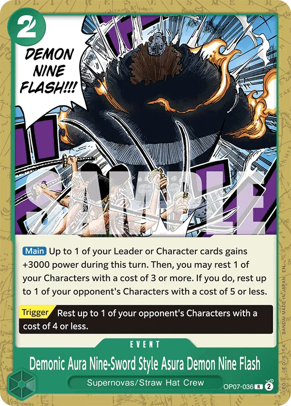 Carta Demonic Aura Nine-Sword Style Asura Demon Nine Flash (OP07-036)