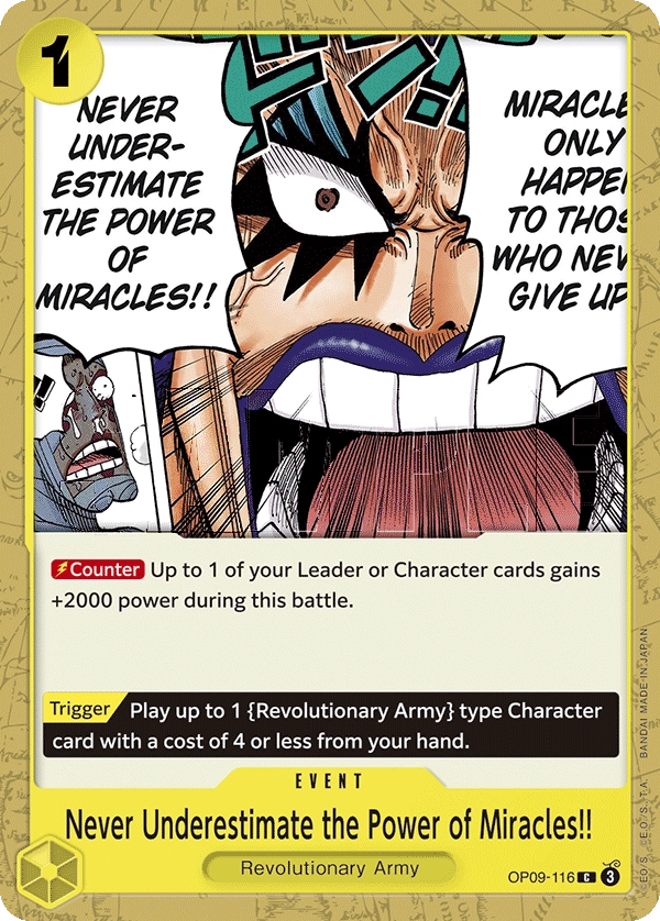 Carta Never Underestimate the Power of Miracles!! (OP09-116)