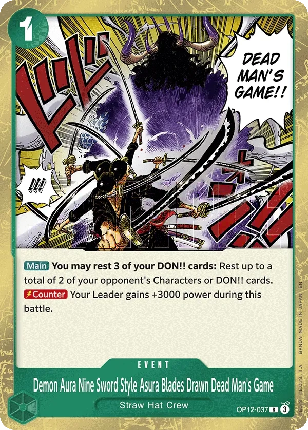 Carta Demon Aura Nine Sword Style Asura Blades Drawn Dead Man's Game (OP12-037)