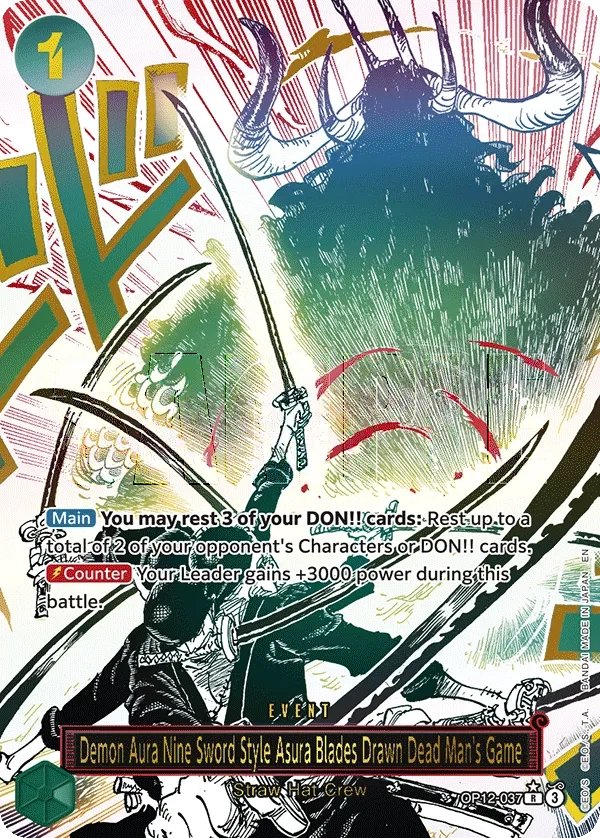 Carta Demon Aura Nine Sword Style Asura Blades Drawn Dead Man's Game (OP12-037)