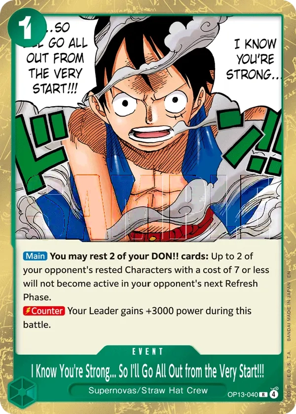 Carta I Know You're Strong... So I'll Go All Out from the Very Start!!! (OP13-040)