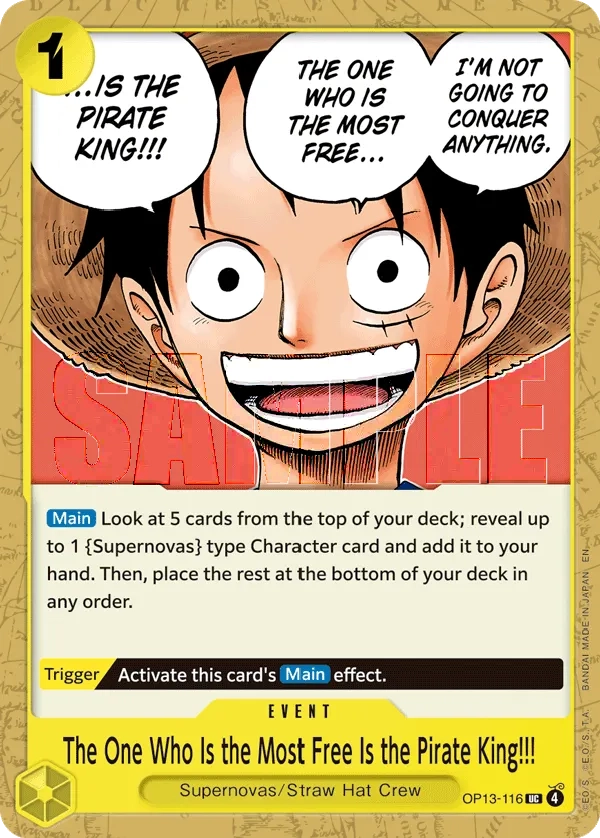 Carta The One Who Is the Most Free Is the Pirate King!!! (OP13-116)