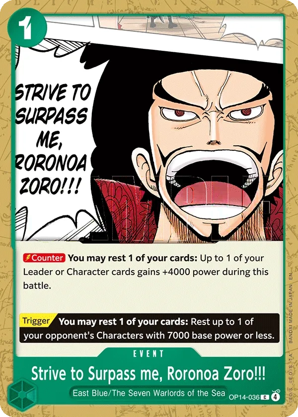 Carta Strive to Surpass me, Roronoa Zoro!!! (OP14-036)