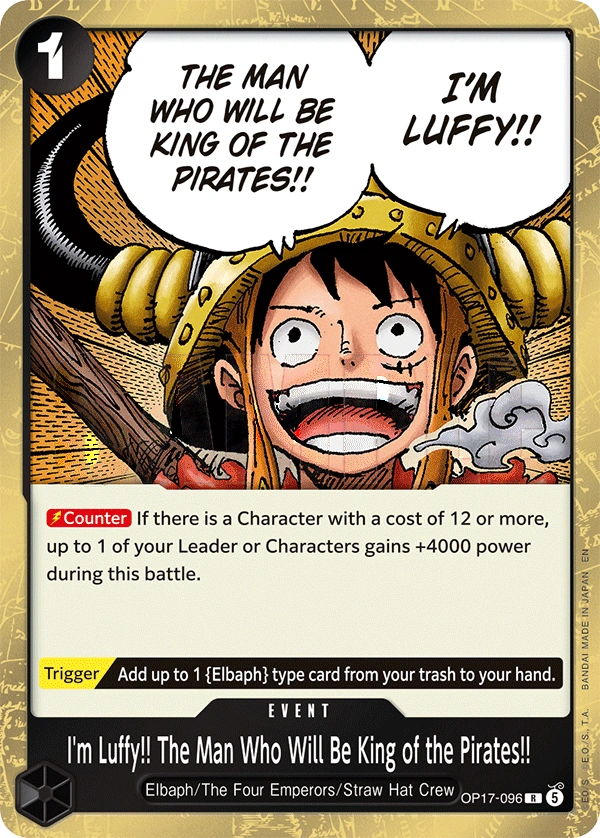 Carta I'm Luffy!! The Man Who Will Be King of the Pirates!! (OP17-096)